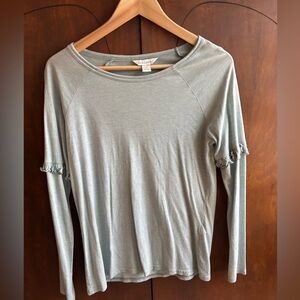 Sundance Light Sage Ruffle-Sleeve Long Sleeve Top
